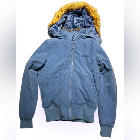 Bench Blue fur trim boy bomber  puffer jacket Sz S - Picture 1 of 17